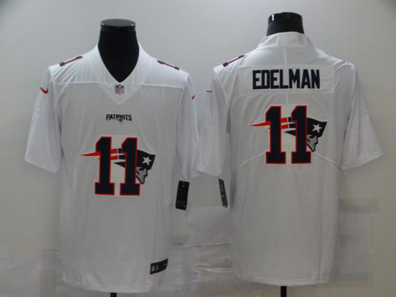 Men New England Patriots 11 Edelman White shadow 2020 NFL Nike Jerseys